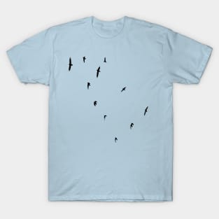 A Murder of Crows In Flight Silhouette T-Shirt